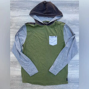 Men's Billabong Long Sleeve Hooded Shirt, green/grey